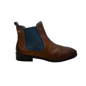 Pikolinos Women’s Brown Leather With Blue Elastic Panels Chelsea Boots Size 7.5